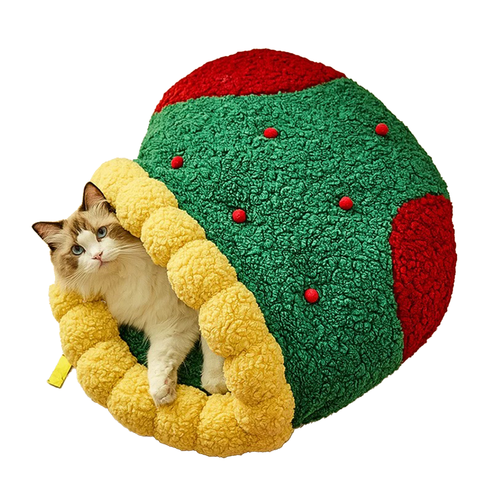 Christmas sock shaped cat nest, cat bed, winter warm semi-enclosed cat sleeping bag, or Christmas small dog kennel