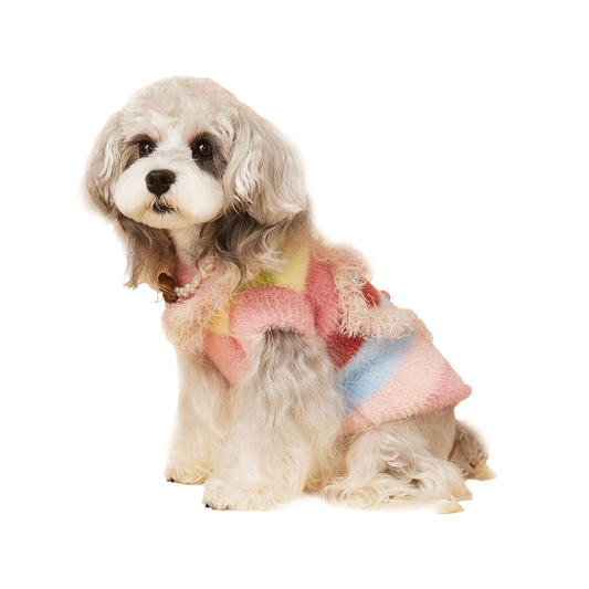 Cute Sleeveless Knit Vest Dog Clothes, Dog and Cat Pink Heart Sweater, for Schnauzer Teddy Falcon Yorkshire, Autumn and Winter