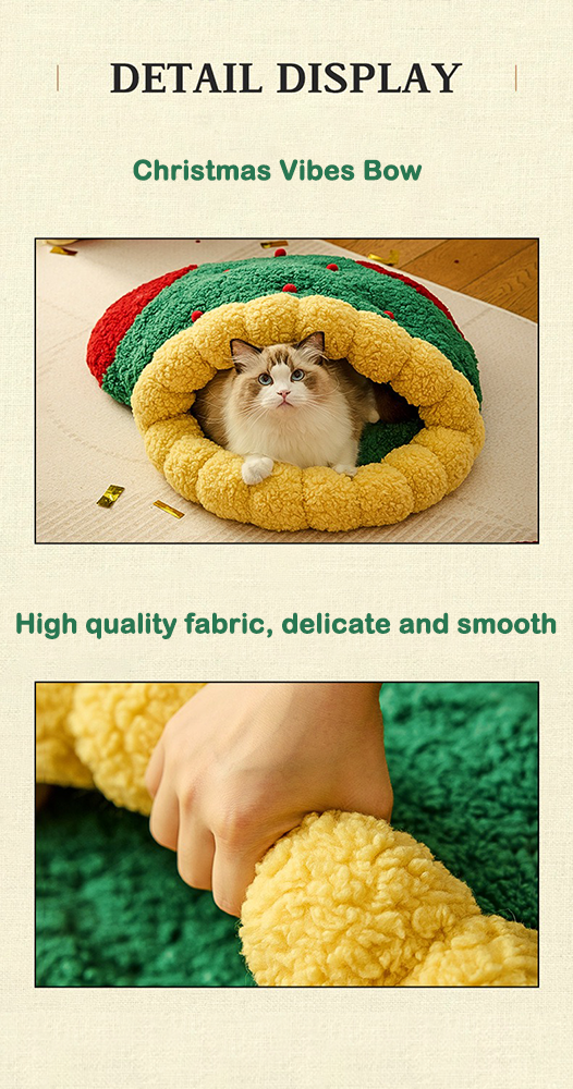 Christmas sock shaped cat nest, cat bed, winter warm semi-enclosed cat sleeping bag, or Christmas small dog kennel