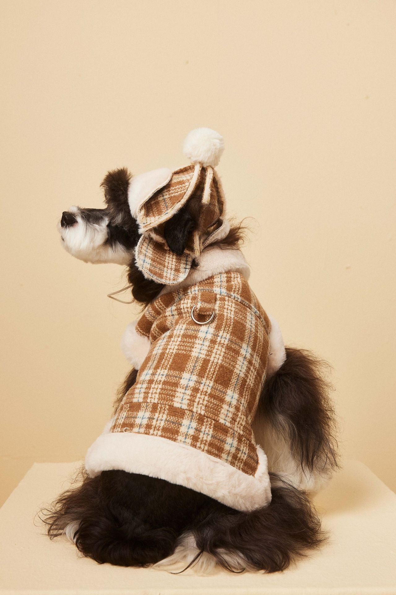 Dog Clothes Coat, Autumn and Winter Padded and Thickened Sleeveless Plaid Waistcoat and hat, Suitable for chenari, Teddy, Bichon, Small and Medium-Sized Dogs