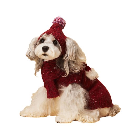 Dog Christmas Hat & Scarf Set for Small Dog Puppies Cats, Pet Woolen Hat Scarf Two Piece Set, Winter Warm Knitted Pet Hat Scarf Set, Autumn and Winter Accessories (Hat & Scarf)